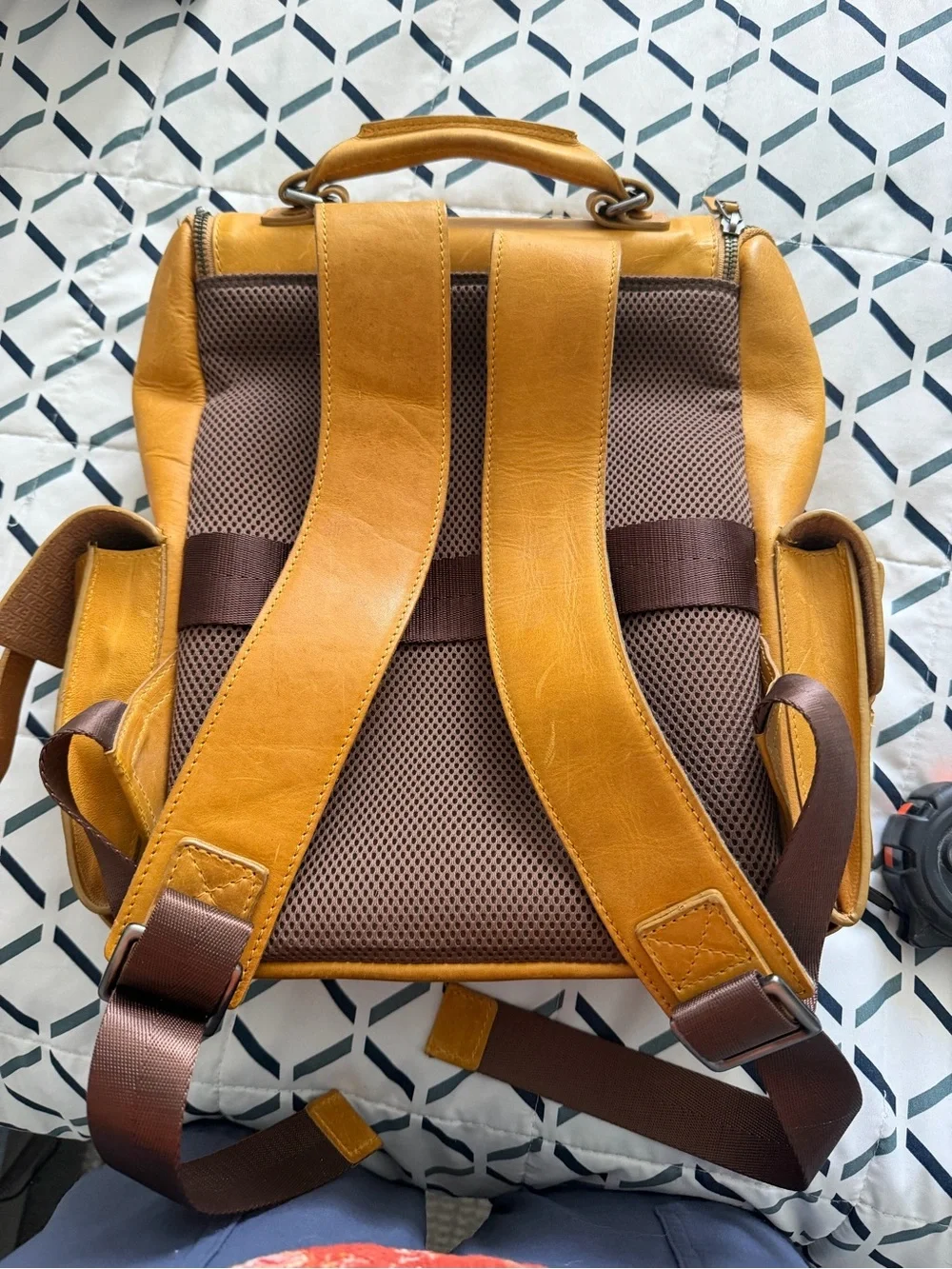 NWOT VELEZ Archaeology Genuine Vintage Leather Backpack - Honey Amber